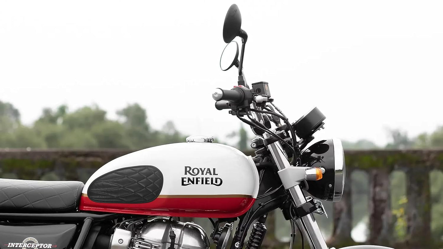 Genuine Leather Diamond Tank Pads For Royal Enfield Interceptor & Bear 650