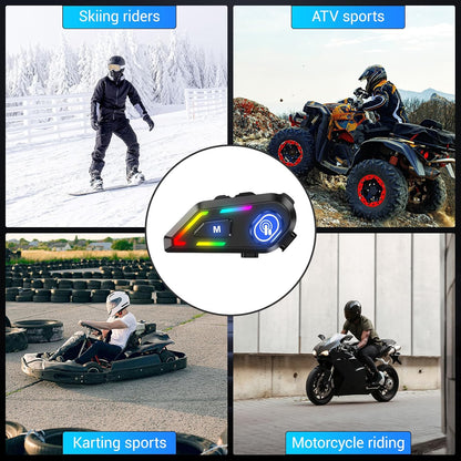 EDYELL Motorcycle Helmet Bluetooth on ear Headset, Connects to 2 Phones at The Same Time Using Music & GPS, IP67 Waterproof, Supports Android & iOS, Compatible with All Helmets