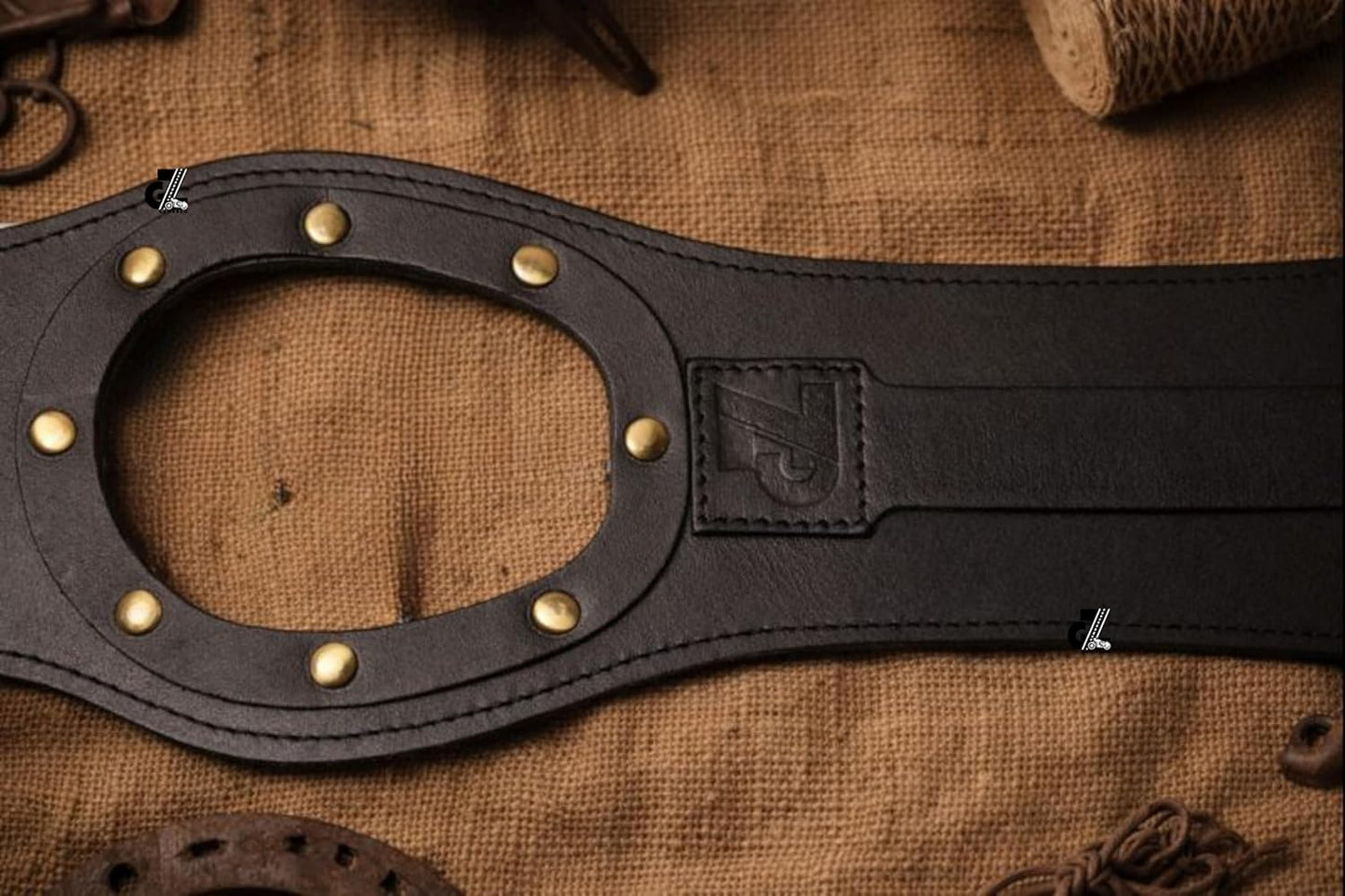 Genuine Leather Motorcycle Tank Strap with Pouch Compatible with Honda Hness CB350