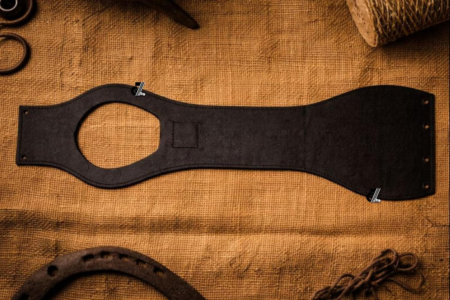 Genuine Leather Motorcycle Tank Strap with Pouch Compatible with Honda Hness CB350
