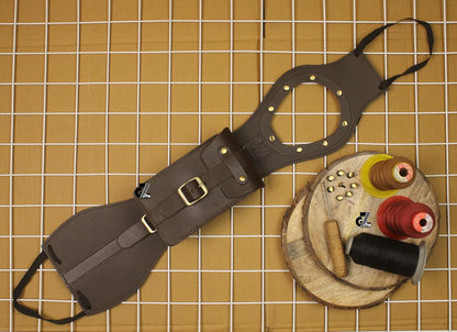 Genuine Leather Motorcycle Tank Strap with Pouch Compatible with Honda Hness CB350