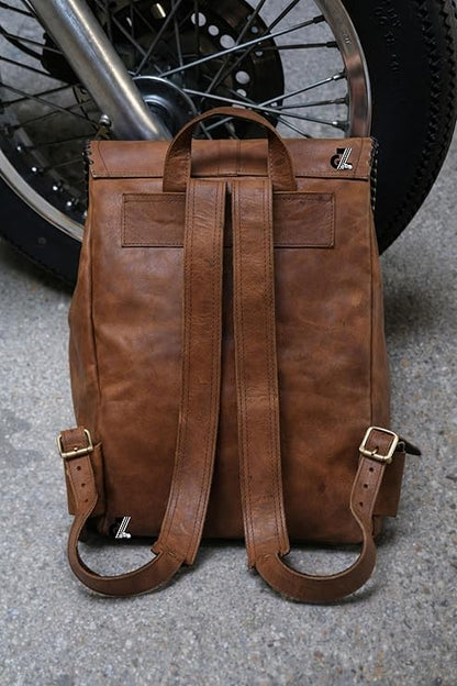 Genuine Leather Vintage Backpack Large Capacity Travel Bag /Professional Use (Brown)
