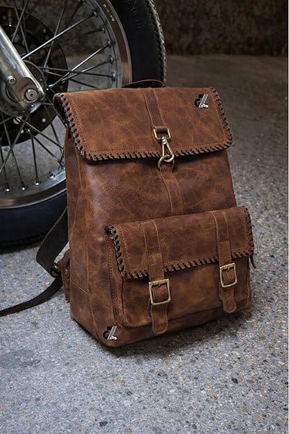 Genuine Leather Vintage Backpack Large Capacity Travel Bag /Professional Use (Brown)