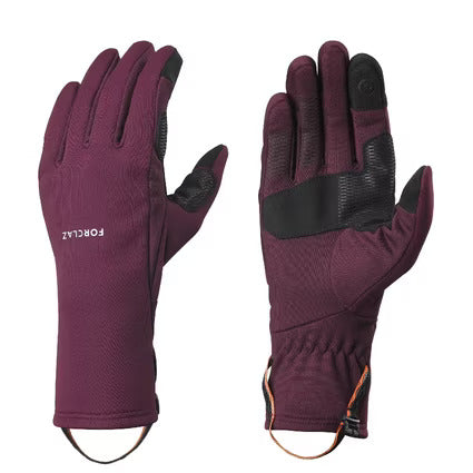 FORCLAZ Adult Trekking Tactile Stretch Winter Gloves MT500 Burgundy