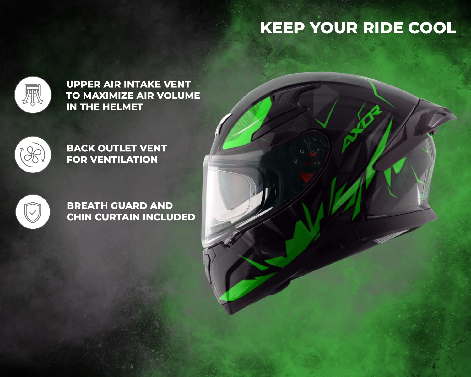 Axor Apex Hunter D/V Black Neon Green Helmet