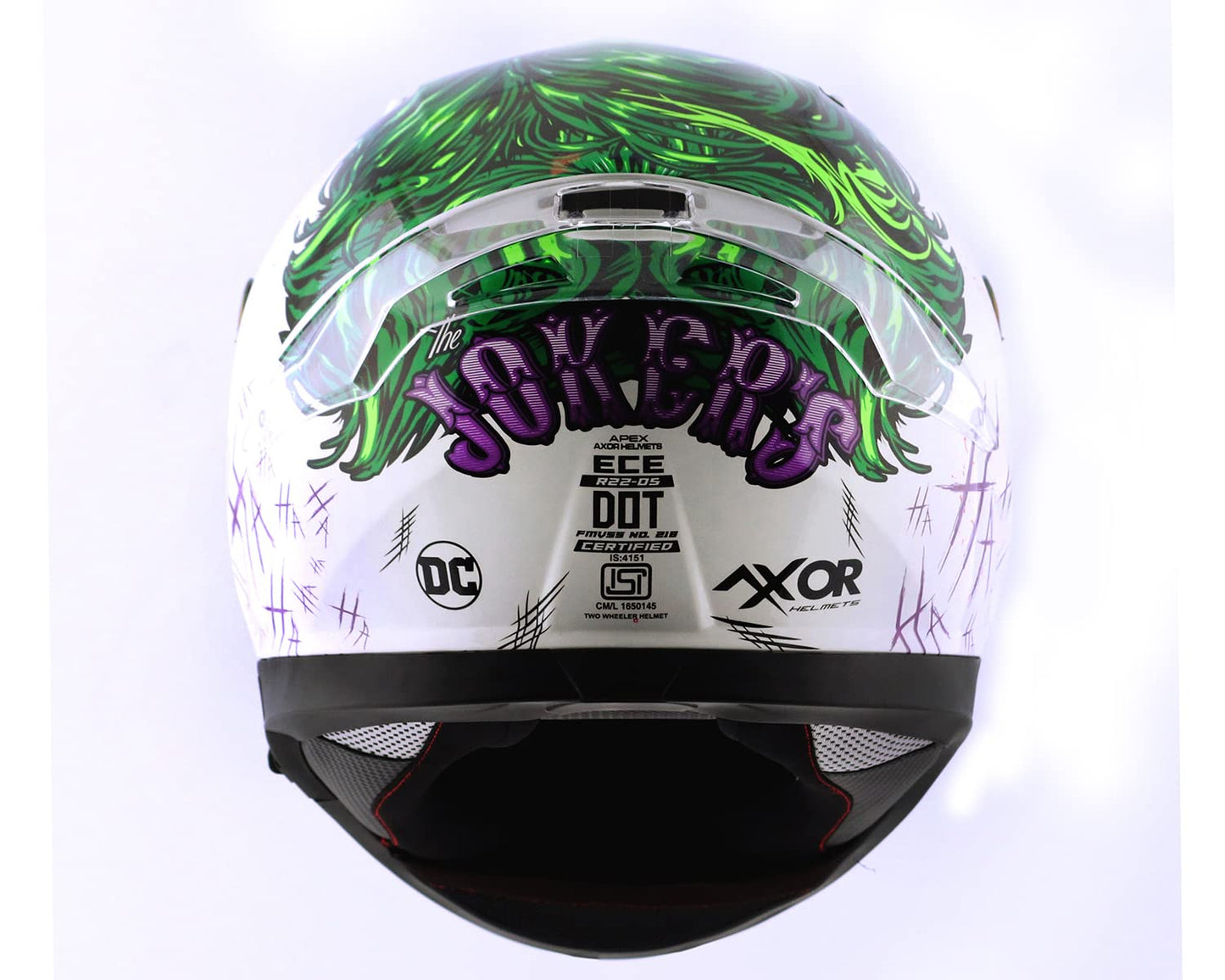 Axor Apex Dc Joker Full Face Dual Visor Helmet with Pinlock Fitted Outer Clear Visor and Inner Smoke Sun Visor White Green