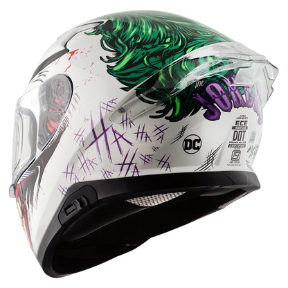 Axor Apex Dc Joker Full Face Dual Visor Helmet with Pinlock Fitted Outer Clear Visor and Inner Smoke Sun Visor White Green