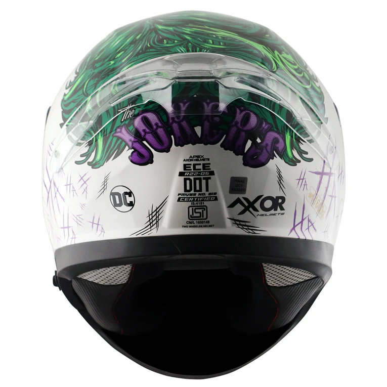 Axor Apex Dc Joker Full Face Dual Visor Helmet with Pinlock Fitted Outer Clear Visor and Inner Smoke Sun Visor White Green