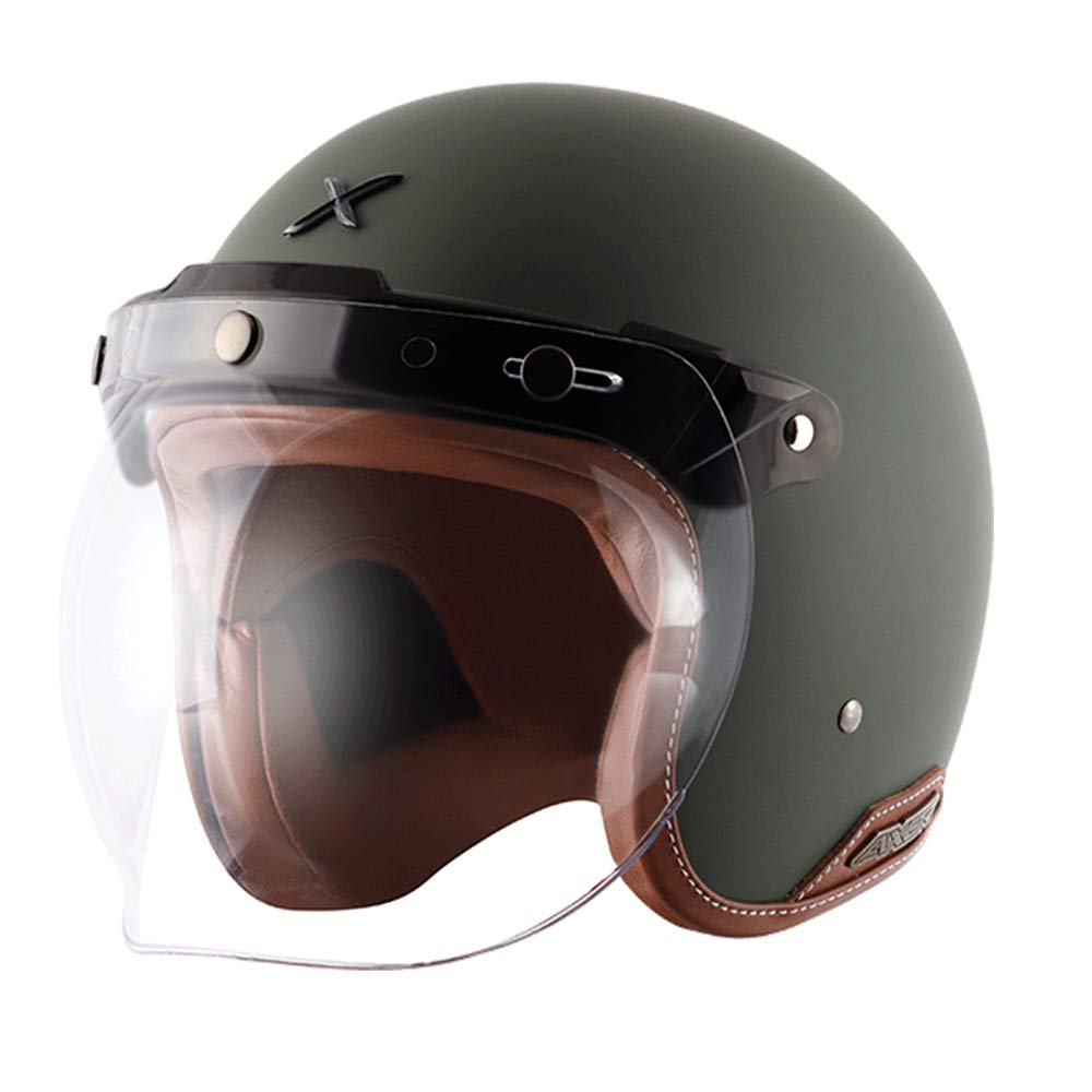 Axor Retro Jet Open Face Helmet Dull Battle Green
