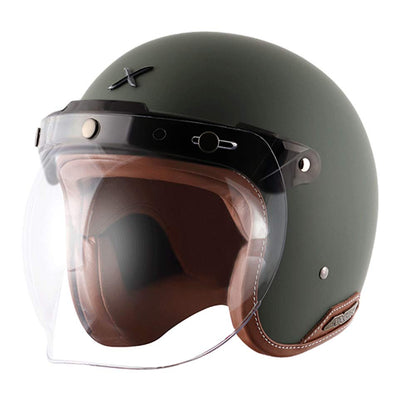 Axor Retro Jet Open Face Helmet Dull Battle Green