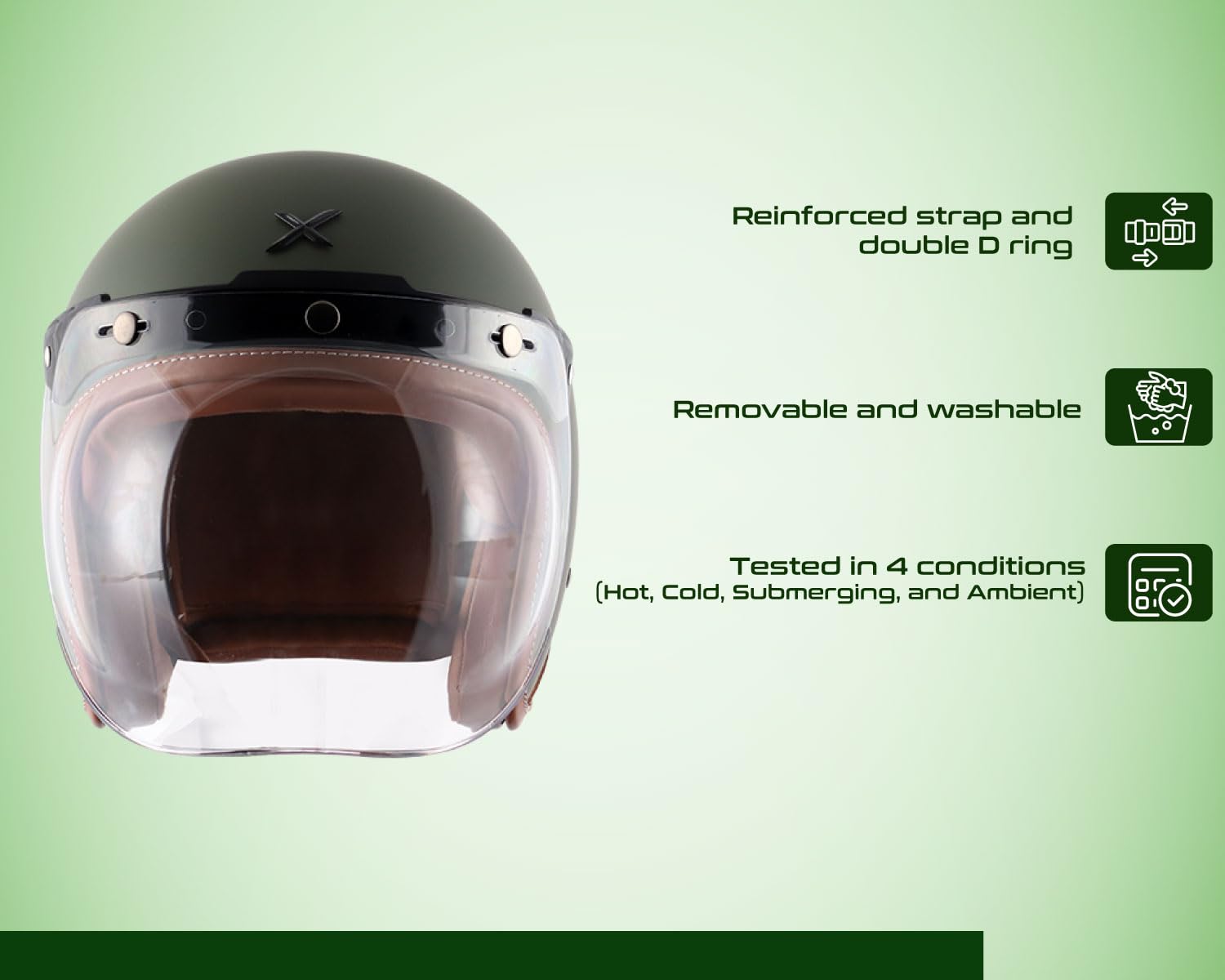 Axor Retro Jet Open Face Helmet Dull Battle Green