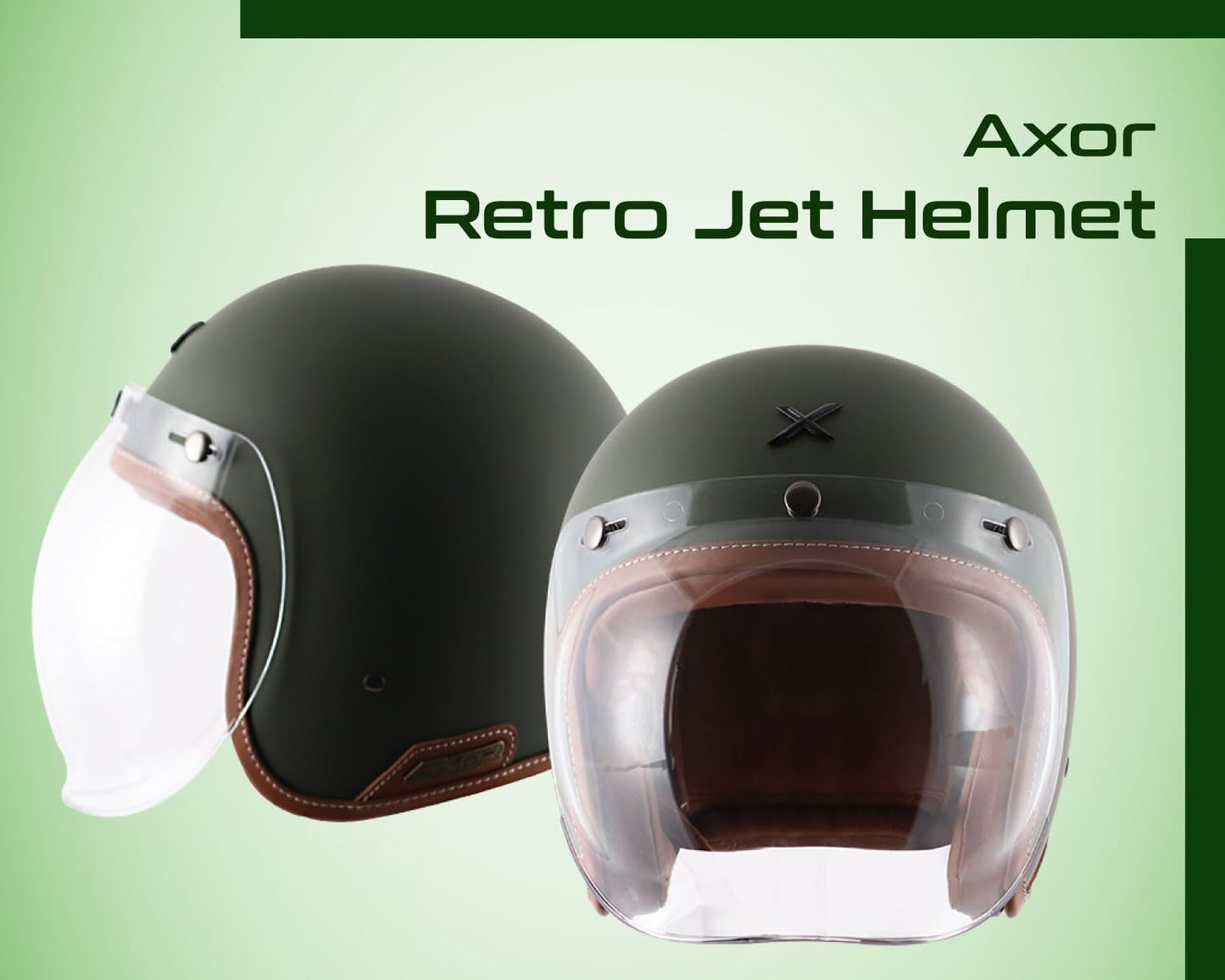 Axor Retro Jet Open Face Helmet Dull Battle Green