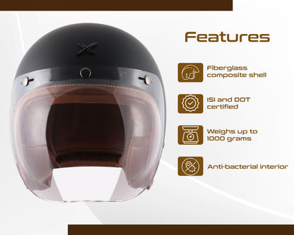 Axor Retro Jet Open Face Helmet Dull Black