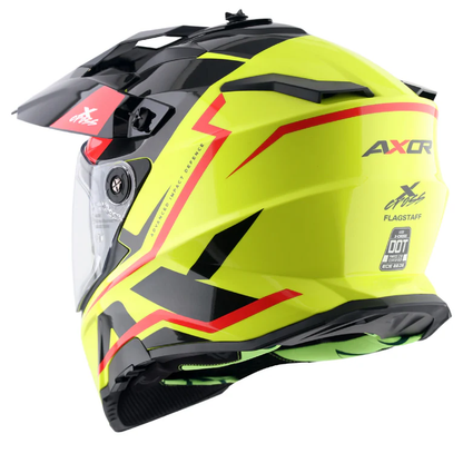Axor X-Cross Dual Visor Flagstaff Helmet NEON YELLOW BLACK