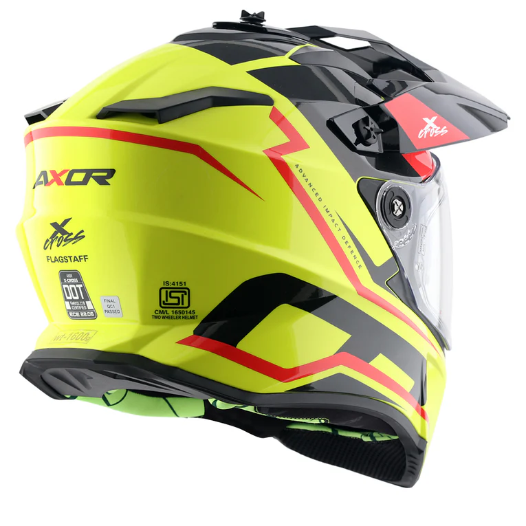 Axor X-Cross Dual Visor Flagstaff Helmet NEON YELLOW BLACK