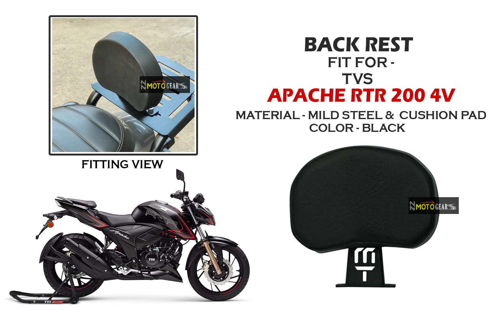 MOTO TORQUE BACK REST FOR TVS Apache RTR 200 4v