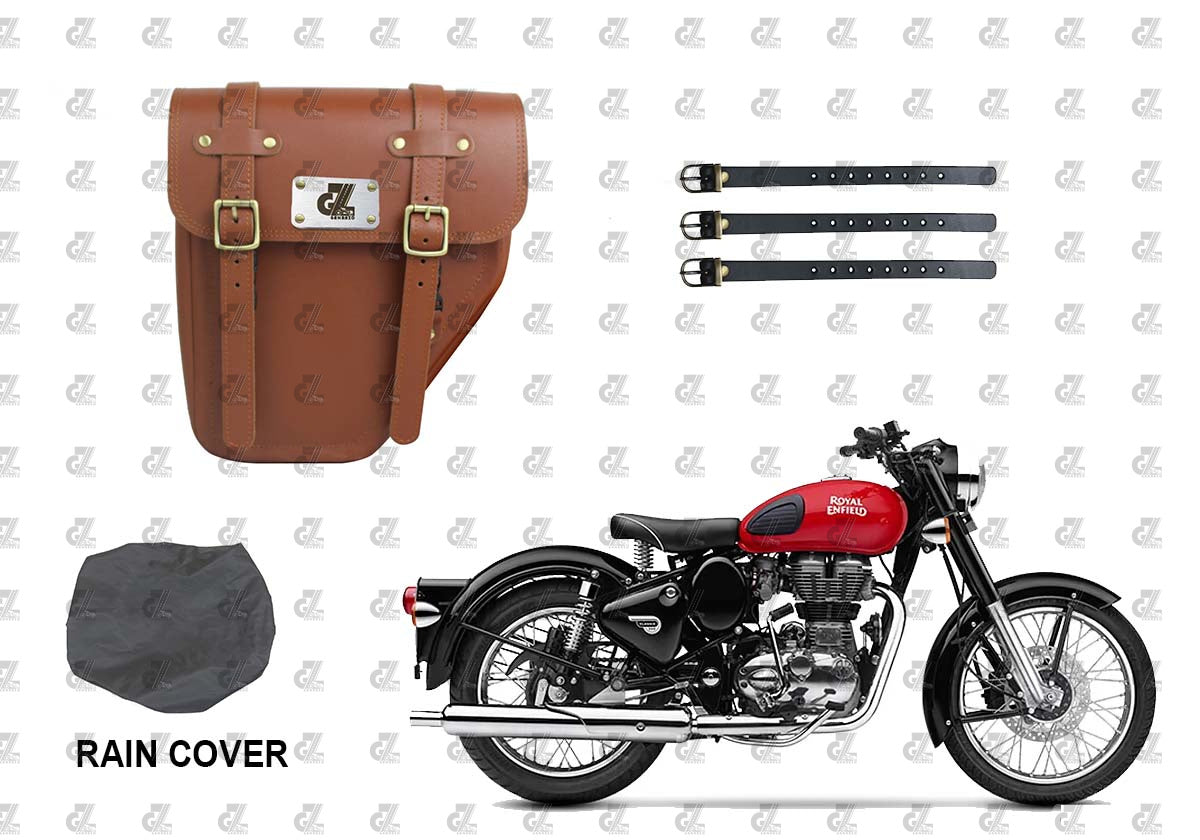 Leather Side Bag Tan for Royal Enfield Old Classic & Bullet 350/500