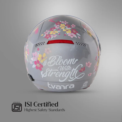 BLOSSOM SILVER HAZA CUCOON WOMEN HALF FACE HELMET SIZE -M