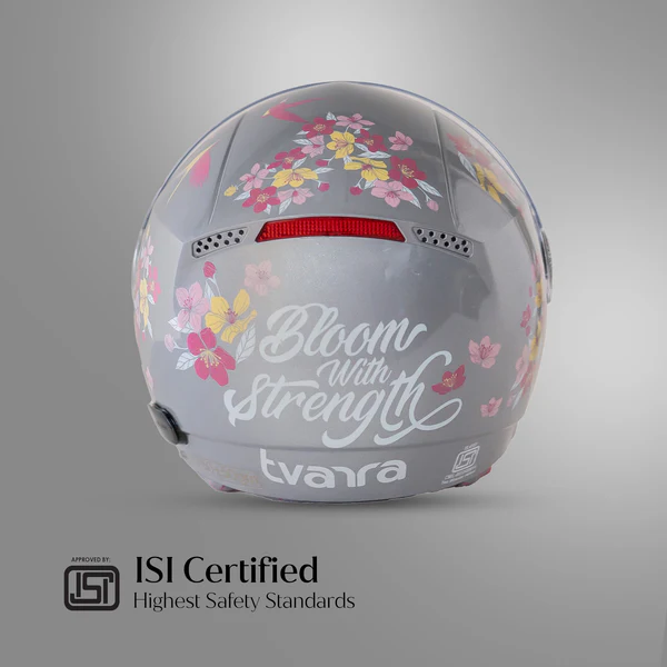 BLOSSOM SILVER HAZA CUCOON WOMEN HALF FACE HELMET SIZE -M