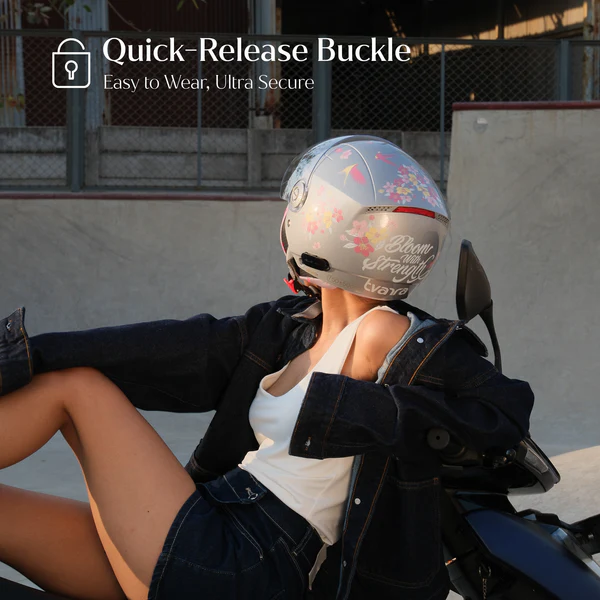 BLOSSOM SILVER HAZA CUCOON WOMEN HALF FACE HELMET SIZE -M