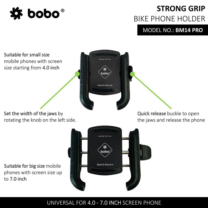 BOBO BM14 PRO Quick Release with Vibration Controller Waterproof Bike Motorcycle Scooter Mobile Phone Holder Mount,for Maps and GPS Navigation