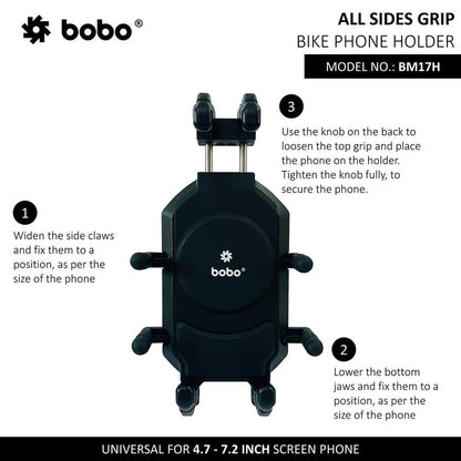 BOBO BM17H PRO Handlebar Mount Anti-Vibration Anti-Theft Waterproof Bike/Motorcycle/Scooter Mobile Phone Holder Mount, Ideal for Maps and GPS Navigation