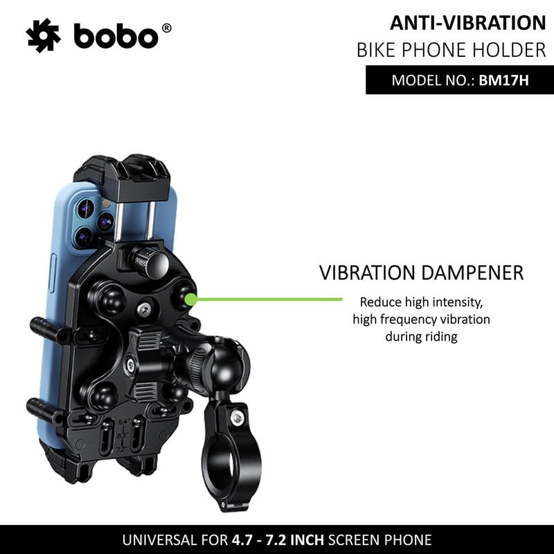 BOBO BM17H PRO Handlebar Mount Anti-Vibration Anti-Theft Waterproof Bike/Motorcycle/Scooter Mobile Phone Holder Mount, Ideal for Maps and GPS Navigation