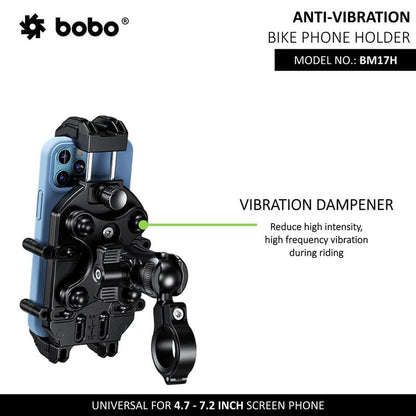 BOBO BM17H PRO Handlebar Mount Anti-Vibration Anti-Theft Waterproof Bike/Motorcycle/Scooter Mobile Phone Holder Mount, Ideal for Maps and GPS Navigation