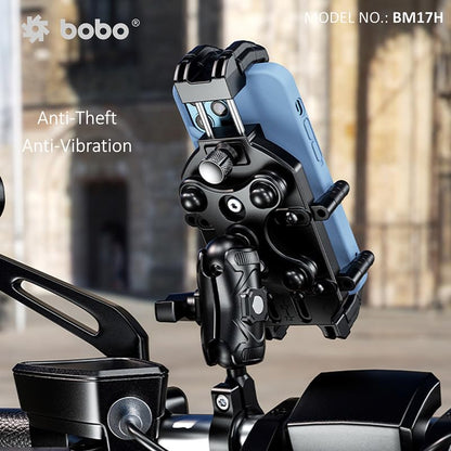 BOBO BM17H PRO Handlebar Mount Anti-Vibration Anti-Theft Waterproof Bike/Motorcycle/Scooter Mobile Phone Holder Mount, Ideal for Maps and GPS Navigation