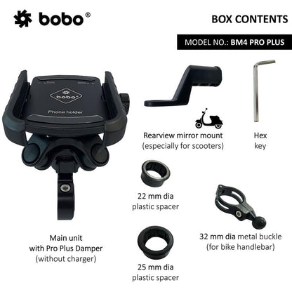 BOBO BM4 PRO PLUS  Bike Phone Holder with PRO PLUS Vibration Damper Motorcycle Mobile Mount