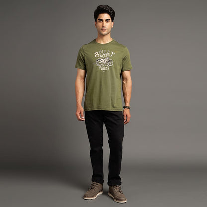 ROYAL ENFIELD BULLET KI TEZI KAR DELA CRAZY TSHIRT OLIVE