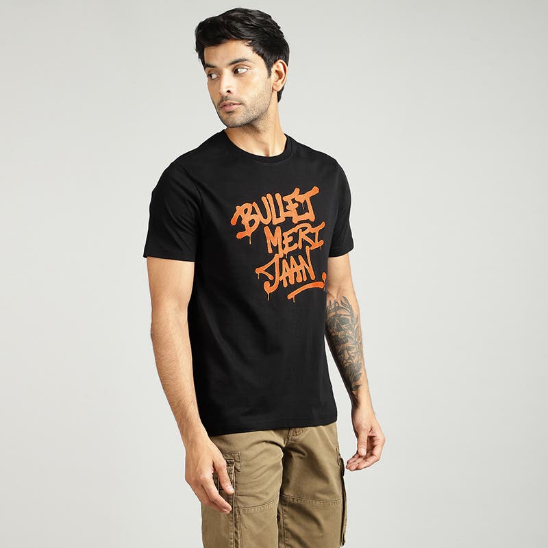 ROYAL ENFIELD BULLET MERI JAAN GRAFFITI T SHIRT WHITE