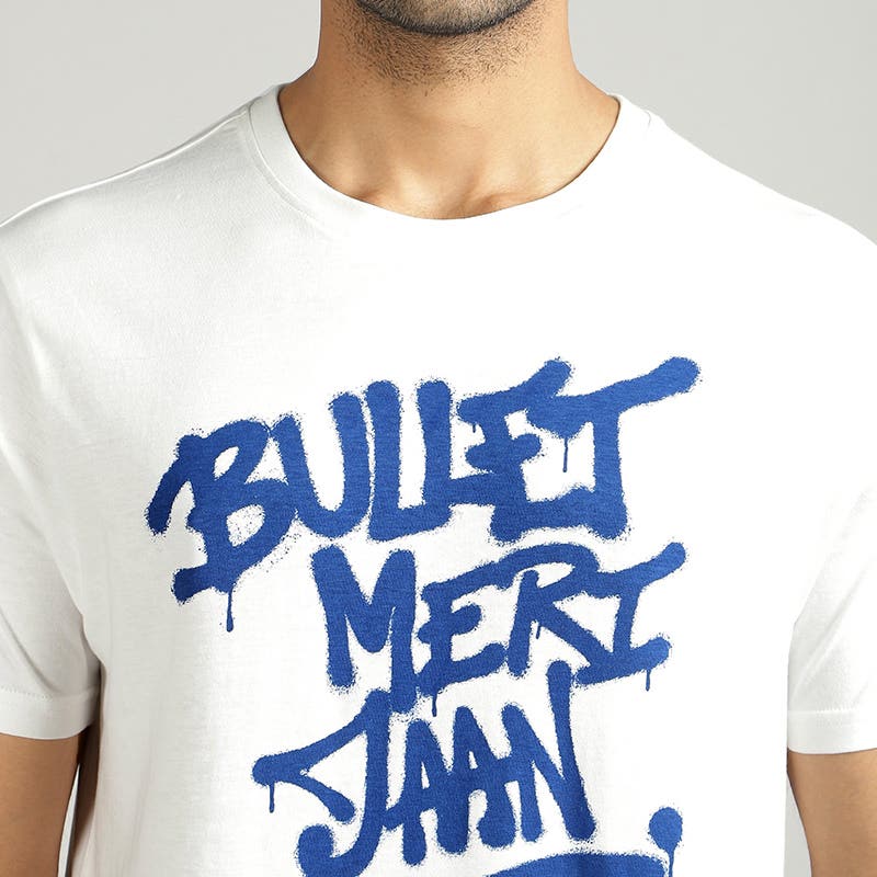 ROYAL ENFIELD BULLET MERI JAAN GRAFFITI T SHIRT WHITE