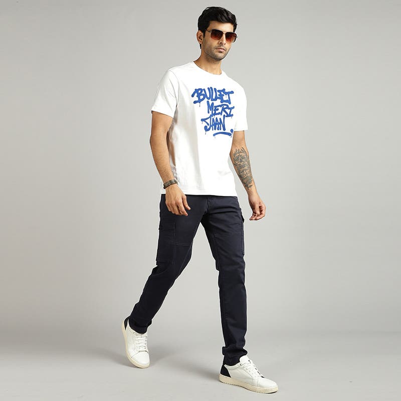 ROYAL ENFIELD BULLET MERI JAAN GRAFFITI T SHIRT WHITE