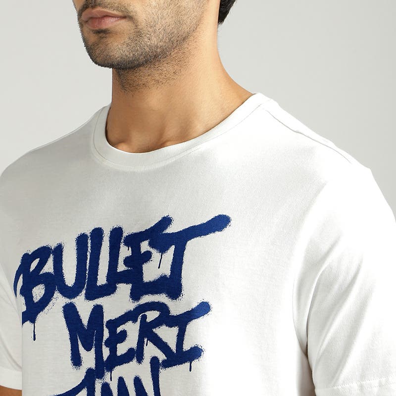 ROYAL ENFIELD BULLET MERI JAAN GRAFFITI T SHIRT WHITE