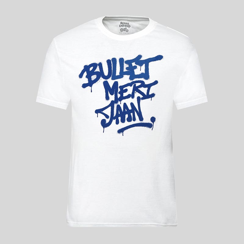 ROYAL ENFIELD BULLET MERI JAAN GRAFFITI T SHIRT WHITE
