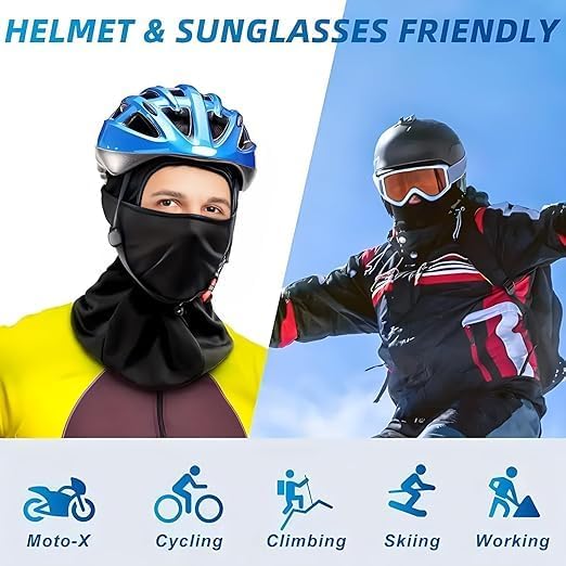 Balaclava & Arm Sleeves Black & Grey For Men & Women Full Face Mask for Bikers Helmet Liner & Head Cover Breathable Mask for Motorcycle Riding & Cycling