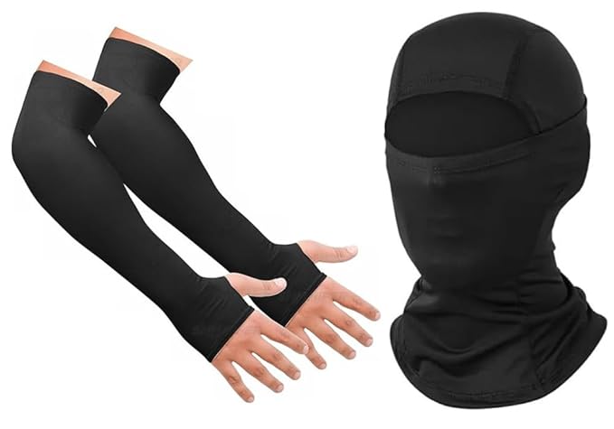 Balaclava & Arm Sleeves for Men & Women Full Face Mask for Bikers Helmet Liner & Head Cover Breathable Mask for Motorcycle Riding & Cycling