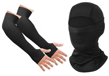 Balaclava & Arm Sleeves for Men & Women Full Face Mask for Bikers Helmet Liner & Head Cover Breathable Mask for Motorcycle Riding & Cycling