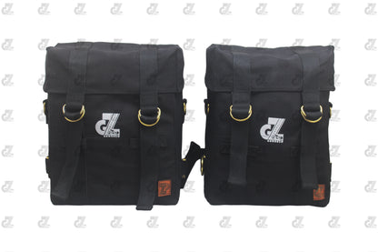 Black Canvas Pannier Bag Pair With Saddle Stay Pair Fit for Royal Enfield Meteor 350