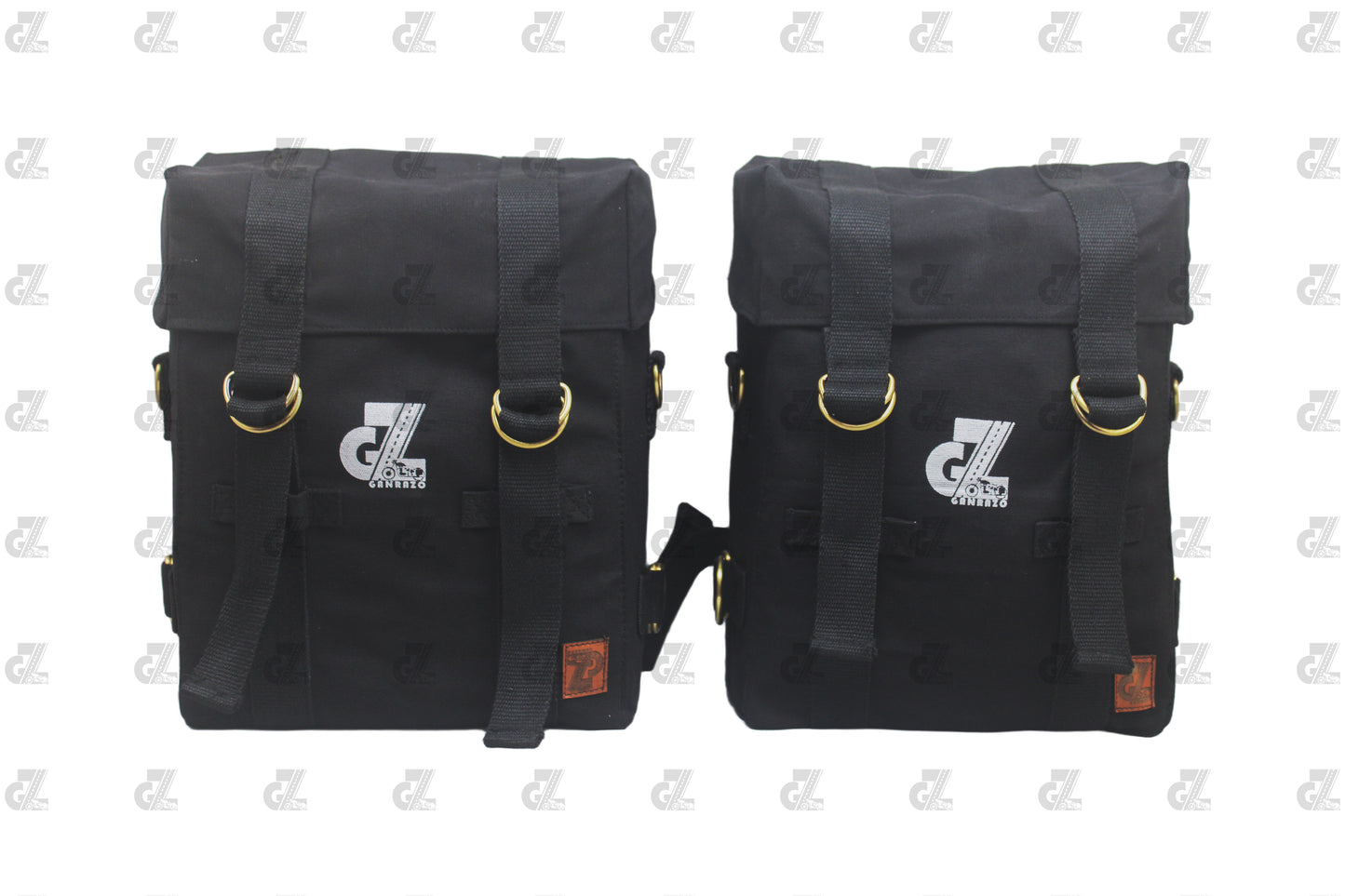 Black Canvas Pannier Bag Pair With Saddle Stay Pair Fit for Royal Enfield New Classic 350