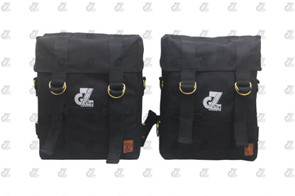 Black Canvas Pannier Bag Pair With Saddle Stay Pair Fit for Royal Enfield New Classic 350