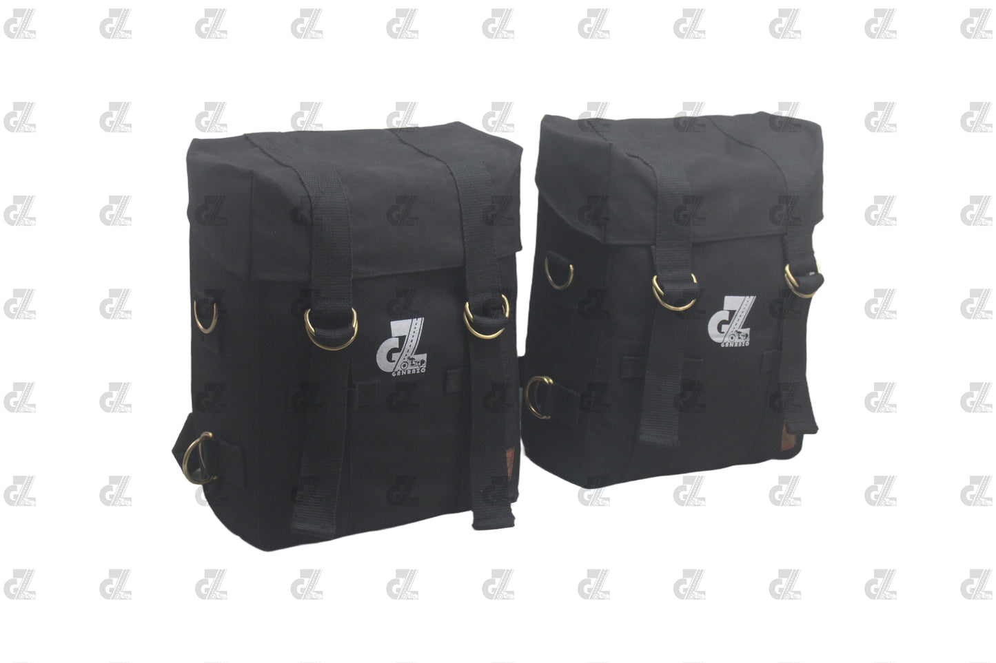 Black Canvas Pannier Bag Pair Right & Left Side Fit for Royal Enfield Motercycle