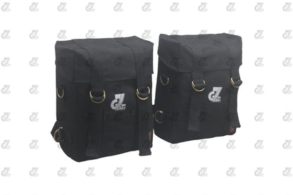 Black Canvas Pannier Bag Pair With Saddle Stay Pair Fit for Royal Enfield New Classic 350