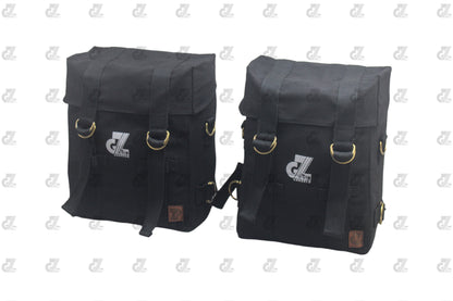 Black Canvas Pannier Bag Pair With Saddle Stay Pair Fit for Royal Enfield Super Meteor 650