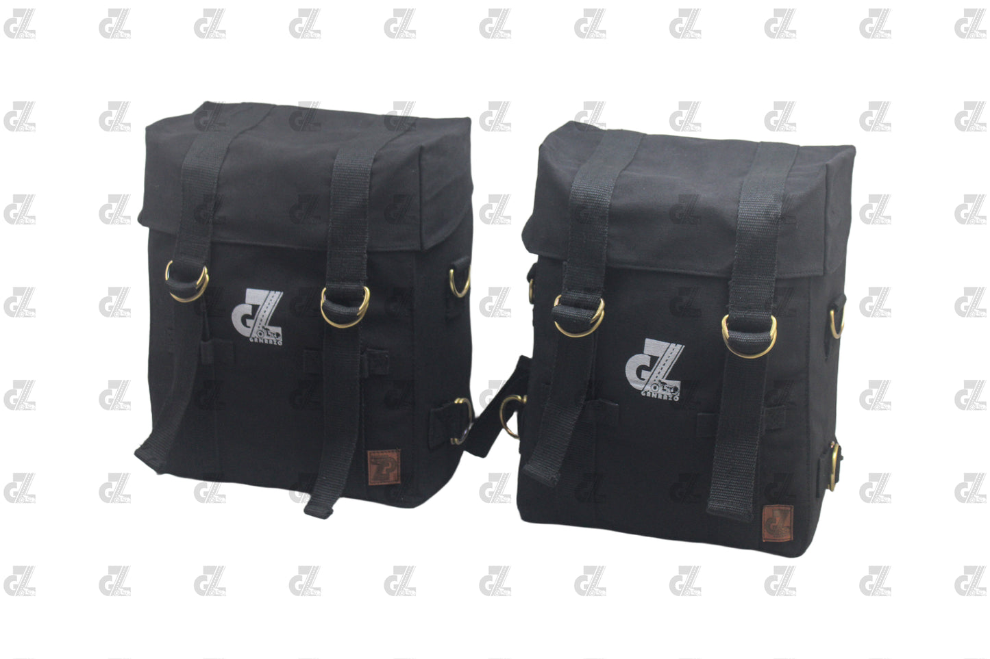 Black Canvas Pannier Bag Pair With Saddle Stay Pair Fit for Royal Enfield Old Classic 350/500