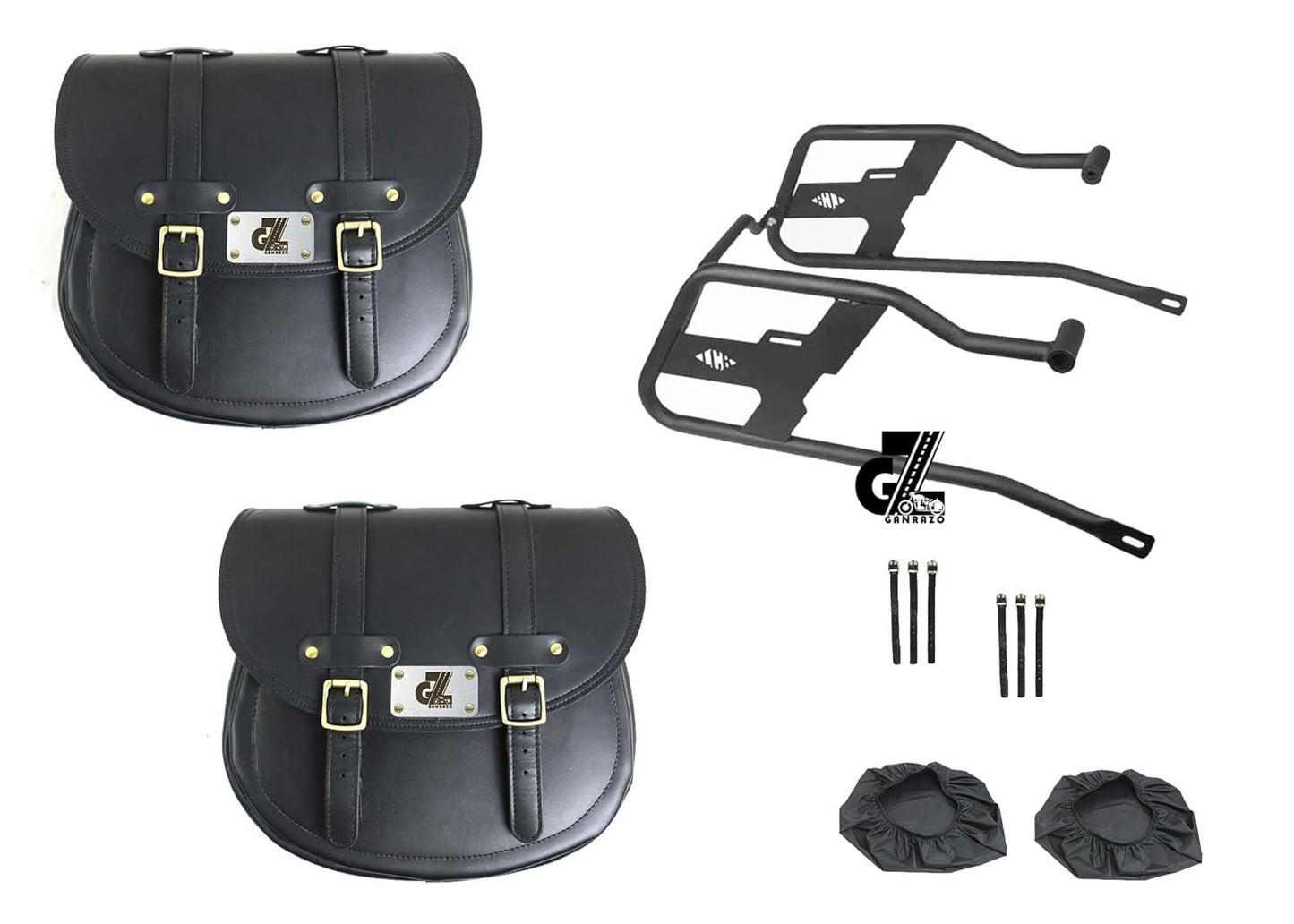 Black Leather Saddle Bag with Saddle Stay Pair Hunter 350