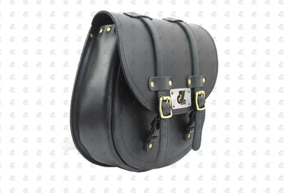 Black Leather Saddle Bag with Saddle Stay Pair Hunter 350