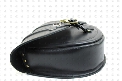 Black Leather Saddle Bag with Saddle Stay Pair Hunter 350