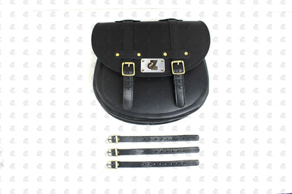 Black Leather Saddle Bag with Saddle Stay Pair Hunter 350